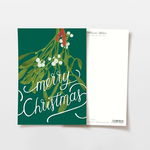 Weihnachtskarte Merry Christmas Mistelzweig, FSC zertifiziert