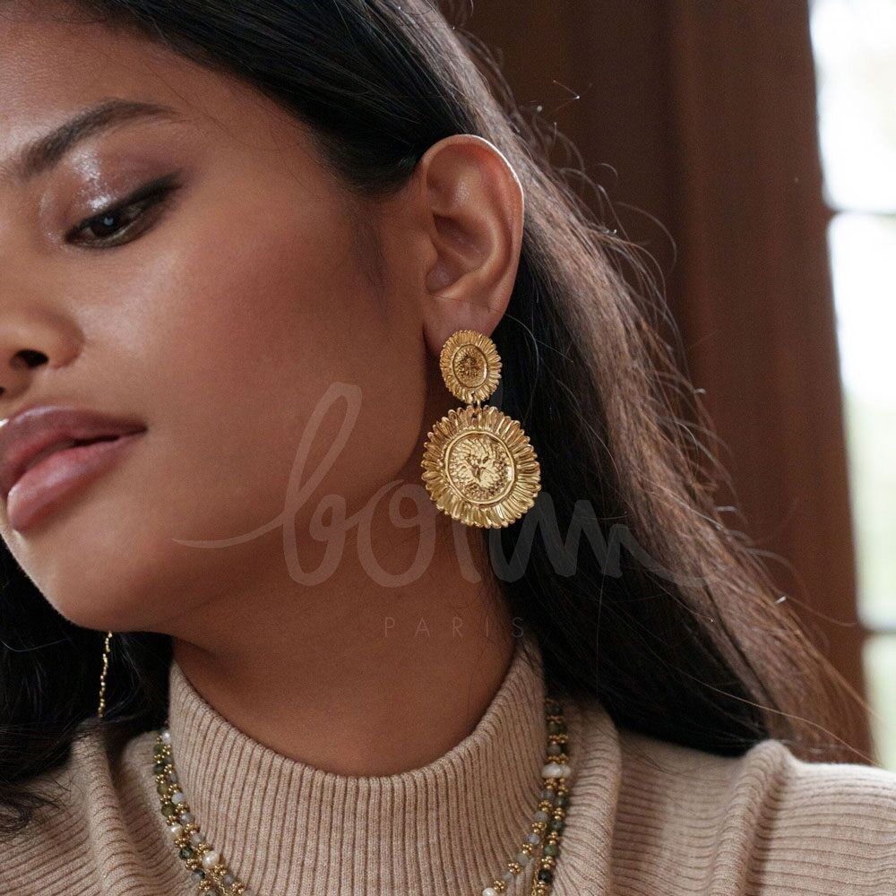 Orecchini pendenti Solange - 2 pezzi a forma di fiori grandi