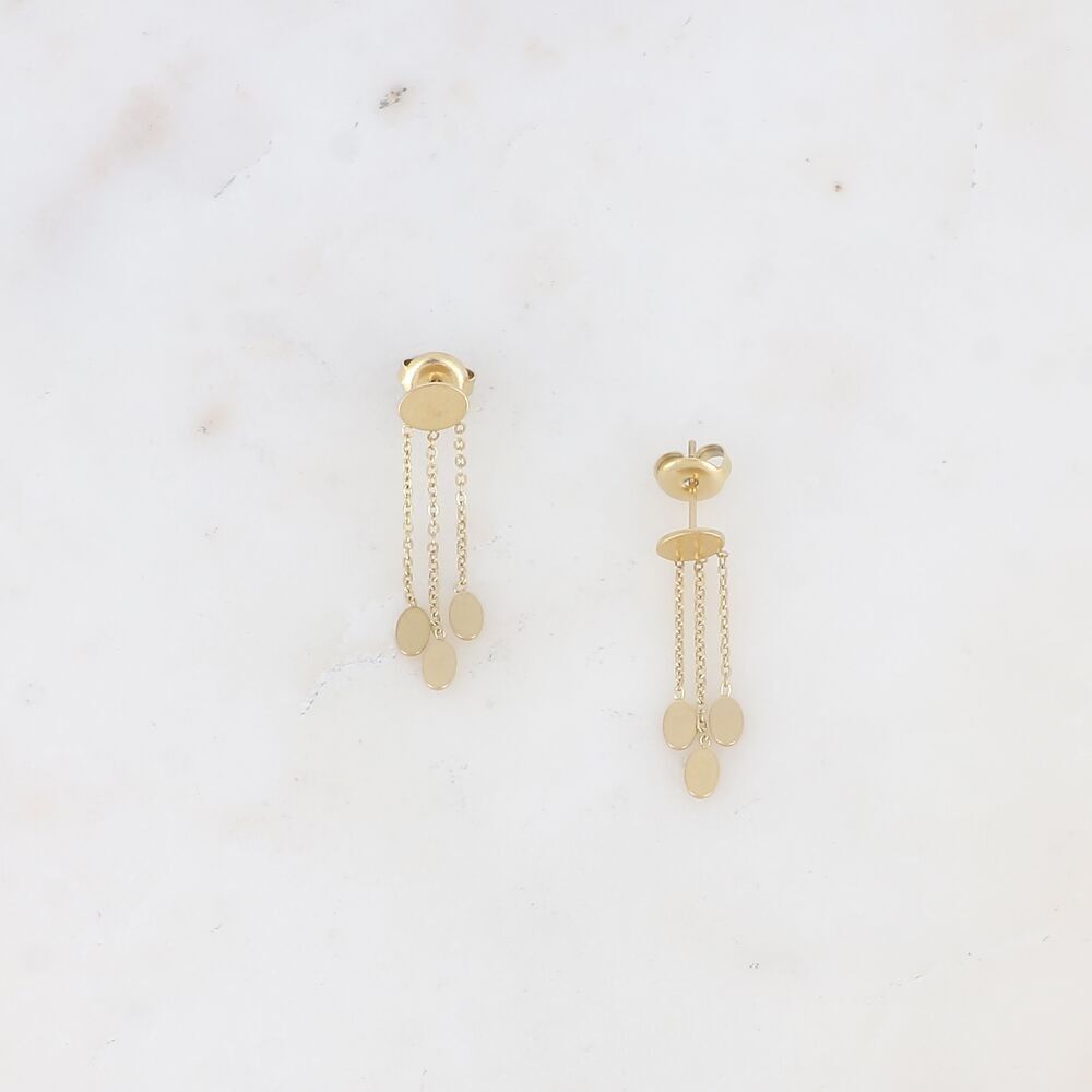 Hängende Schlaufen – flaches Oval und 3 baumelnde Ketten mit flachen ovalen Punkten