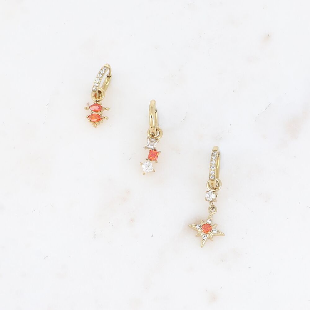 Set de 3 aros - cristales (almendras, cuadrados y estrella)