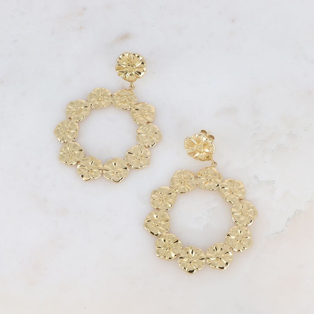 Orecchini pendenti - fiore e anelli di 10 fiori