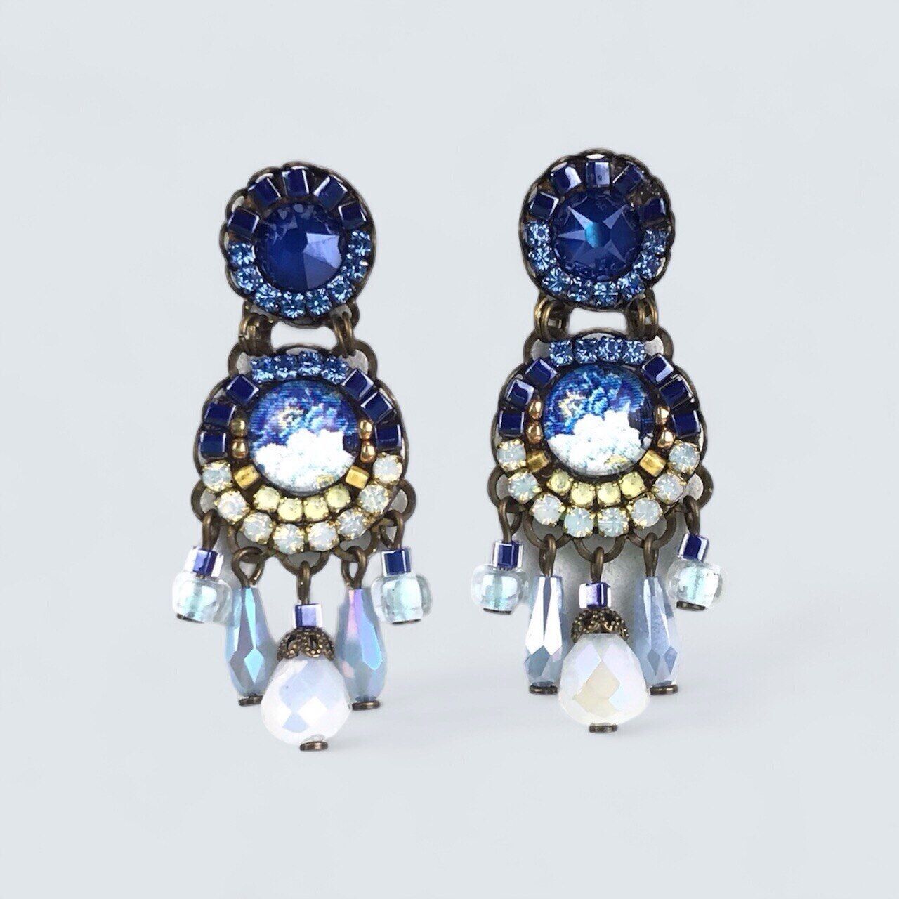 ORECCHINI in cristallo BLU NOTTE fatti a mano