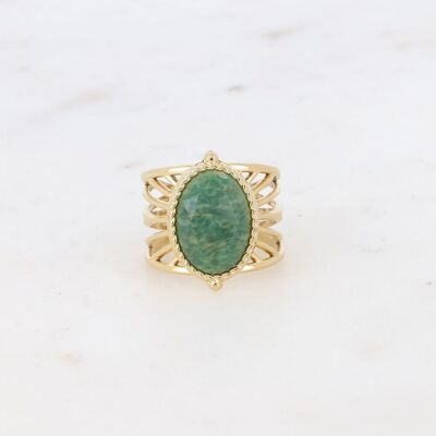 Anello - anello traforato e pietra naturale ovale