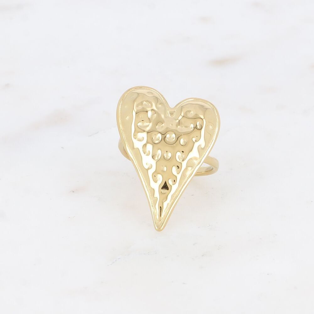 Ring – großes Herz mit eingravierten Punkten