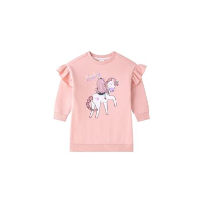 Sweat-shirt à manches longues en tricot brossé pour fille