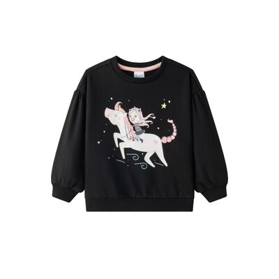 Sweat-shirt à manches longues en tricot brossé pour fille