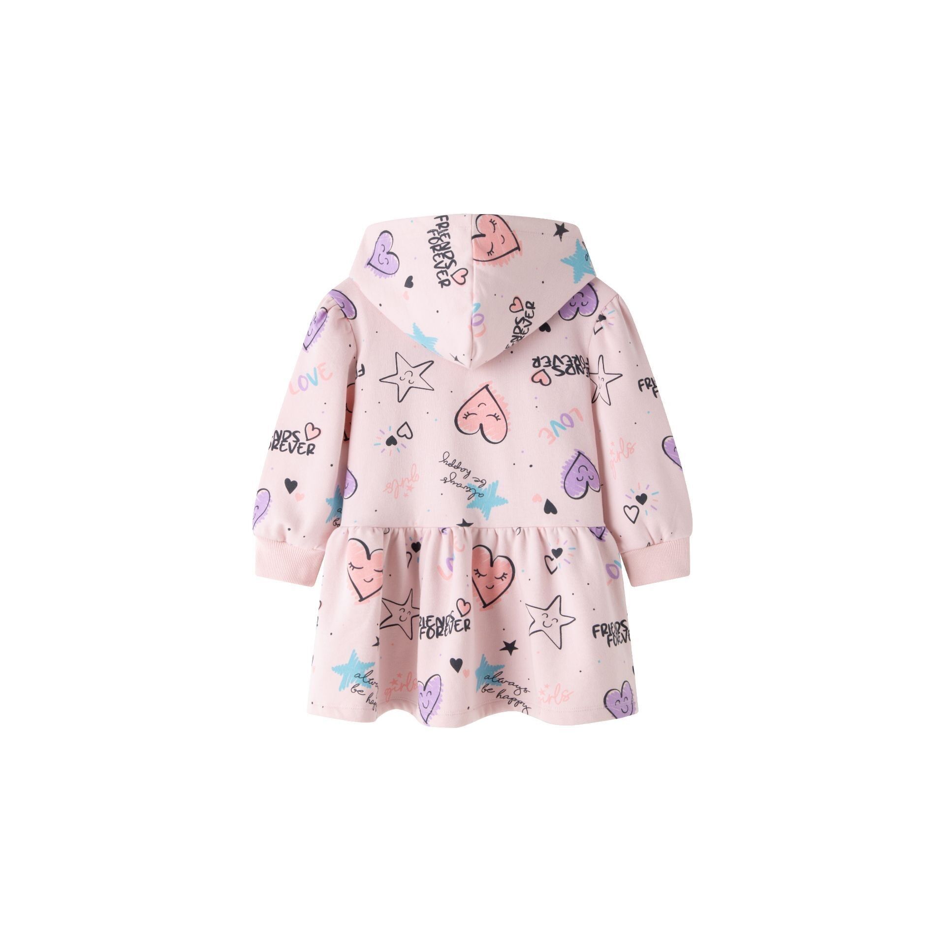 Abito da ragazza in maglia di spugna a maniche lunghe