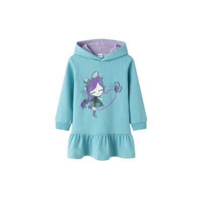 Vestido Con Capucha De Punto Perchado De Niña
