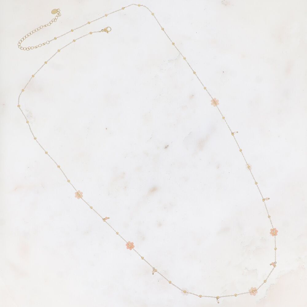 Collana lunga - 7 fiori con perline