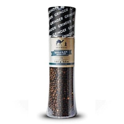 Giant Whole Black Pepper Grinder by Silk Route Spice Company - 185g Peppercorns