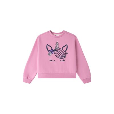 Girls' Long-Sleeved Brushed Knit Sweatshirt