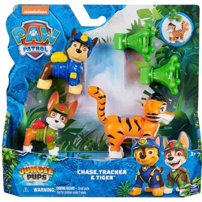 Paw Patrol Jungle Pups Chase, figuras de rastreador y tigre