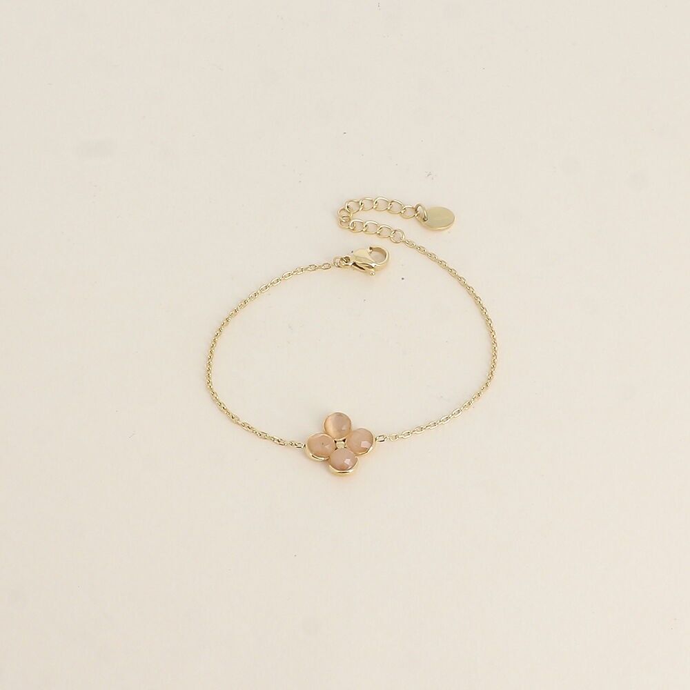 Bracciale in acciaio inossidabile - trifoglio in pietra occhio di gatto