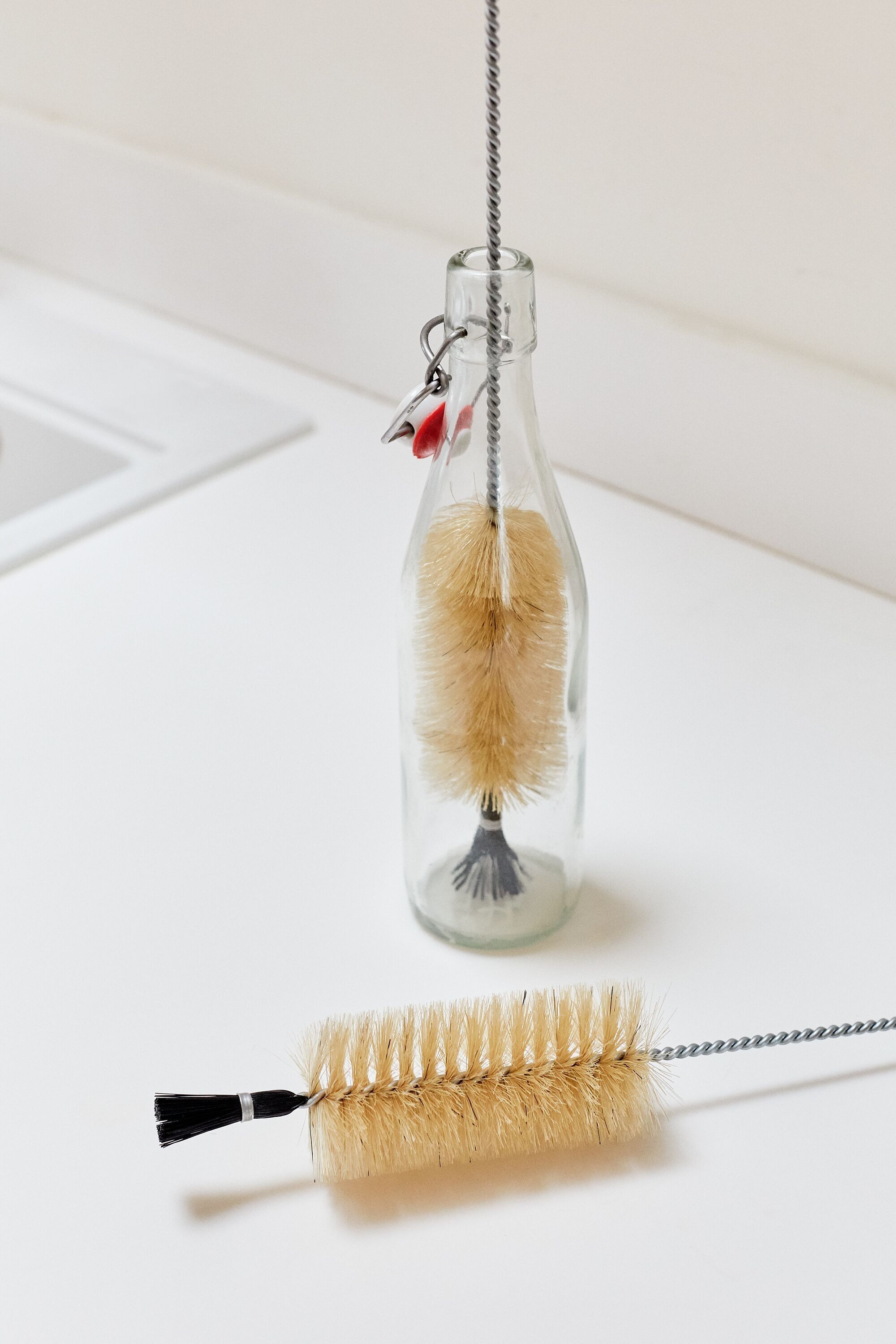 Bottiglia e spazzola per bottiglie