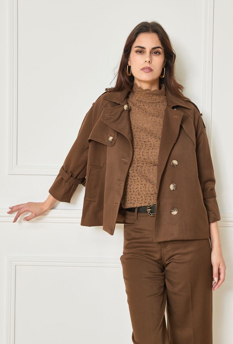 Short trench coat V192