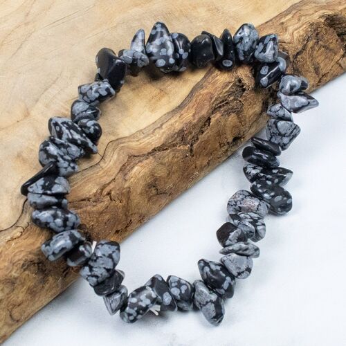 Snowflake Obsidian Chip Bracelet