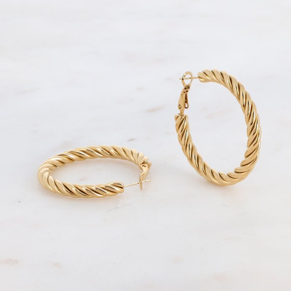 Orecchini a cerchio - anello attorcigliato 4 cm in acciaio inossidabile