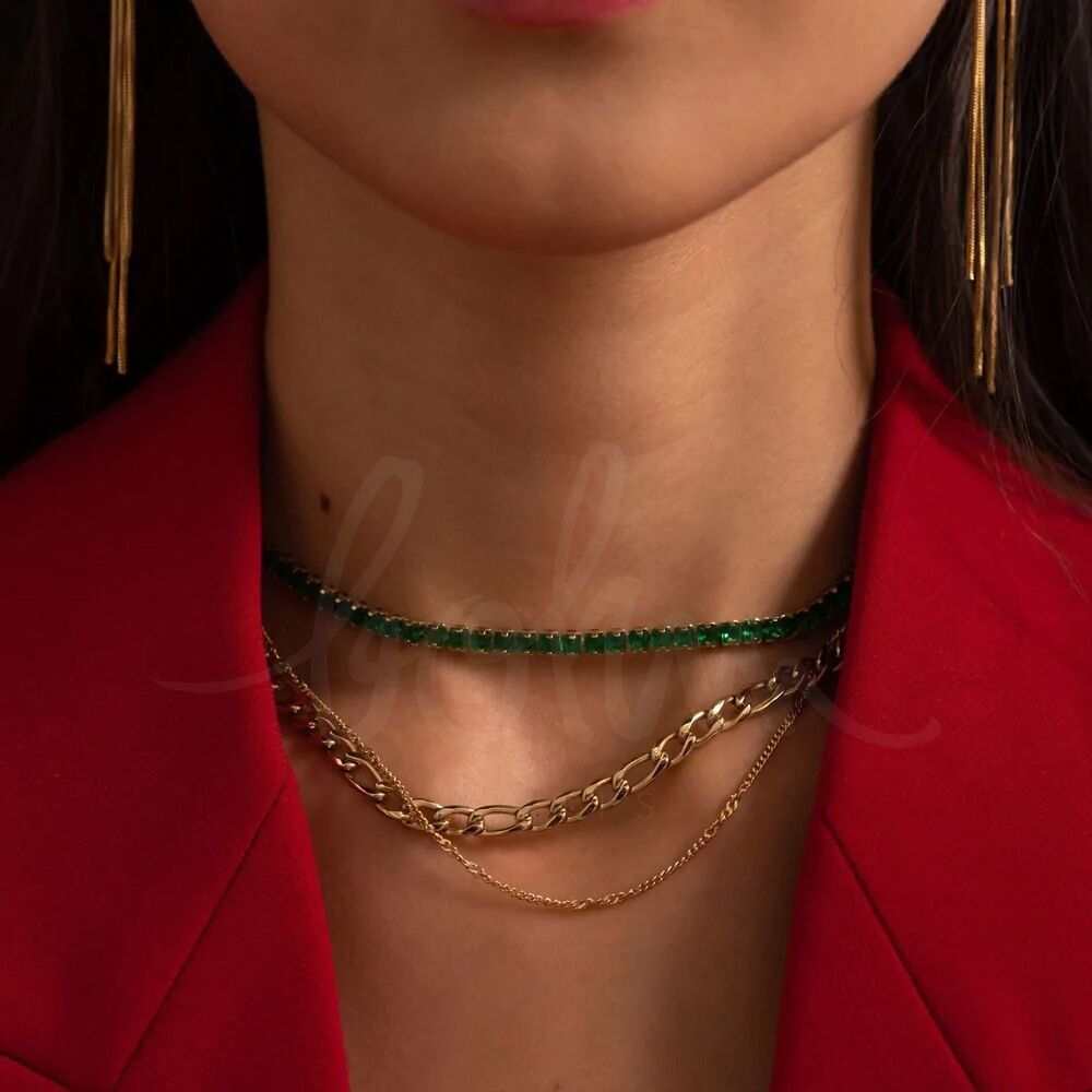 Collana Braiden - 2 file, maglia Figaro e catena in acciaio inossidabile