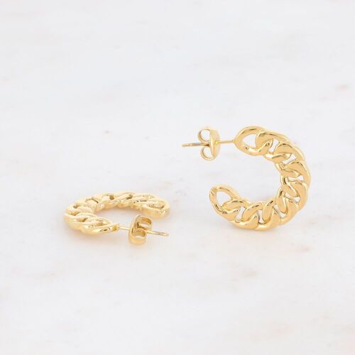 Créoles - anneau style maille ajourée en acier inoxydable