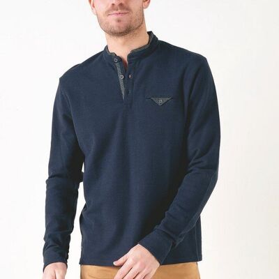 Polo de malla ML con cuello mandarín de nido de abeja 91235