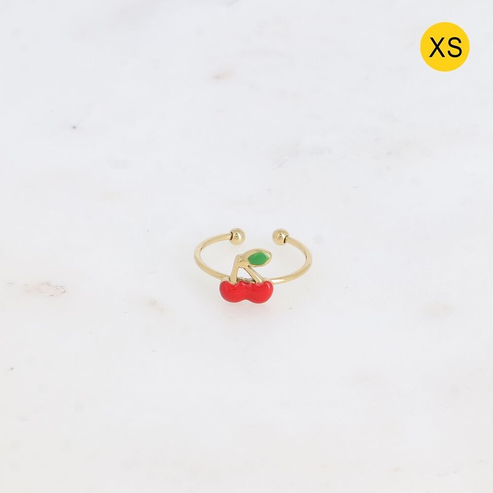 Dünner XS-Ring – Emaille-Kirsche