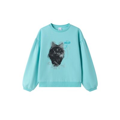 Sweat-shirt à manches longues en tricot brossé pour fille