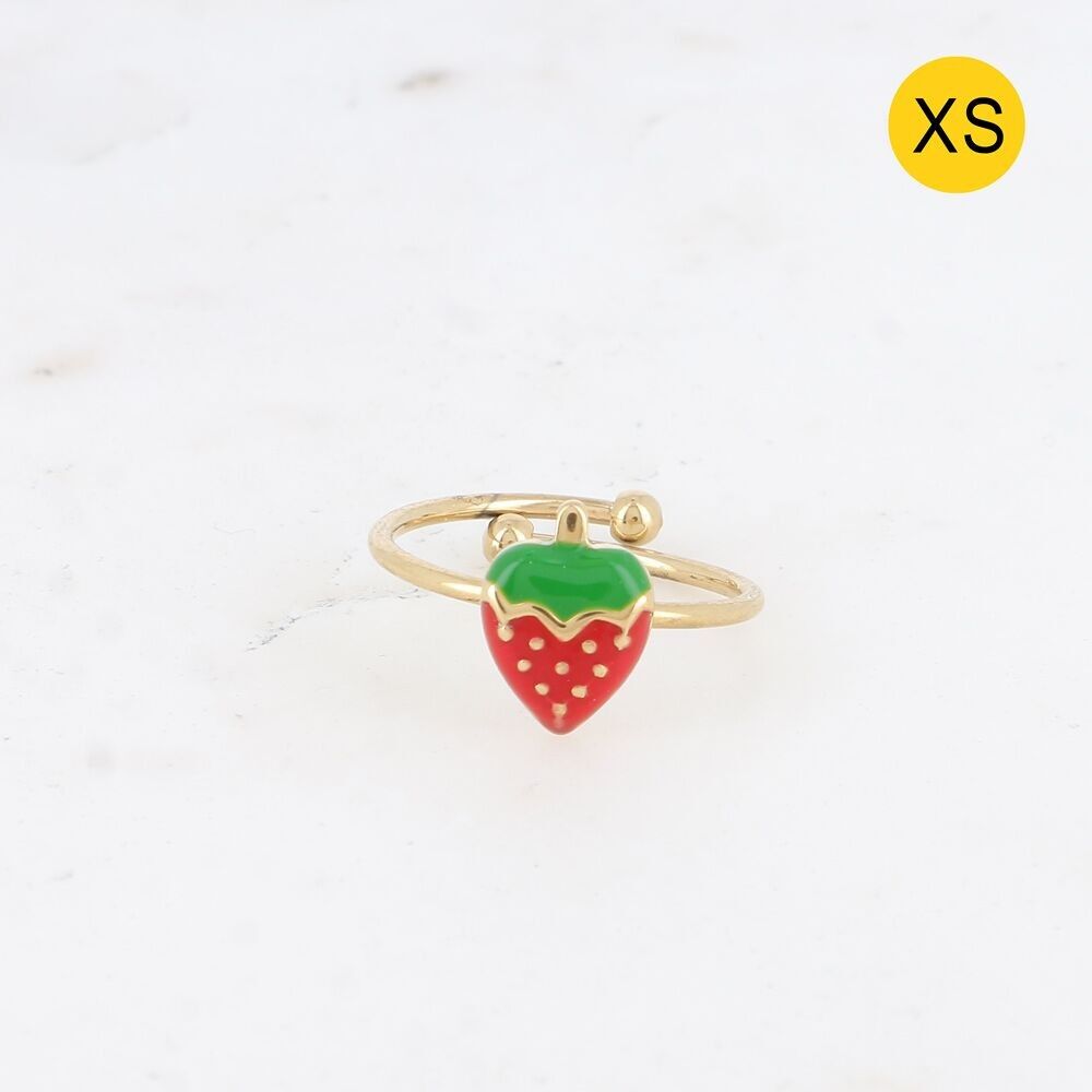 XS-Ring - emaillierte Erdbeere