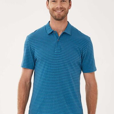 Striped linen blend polo shirt
