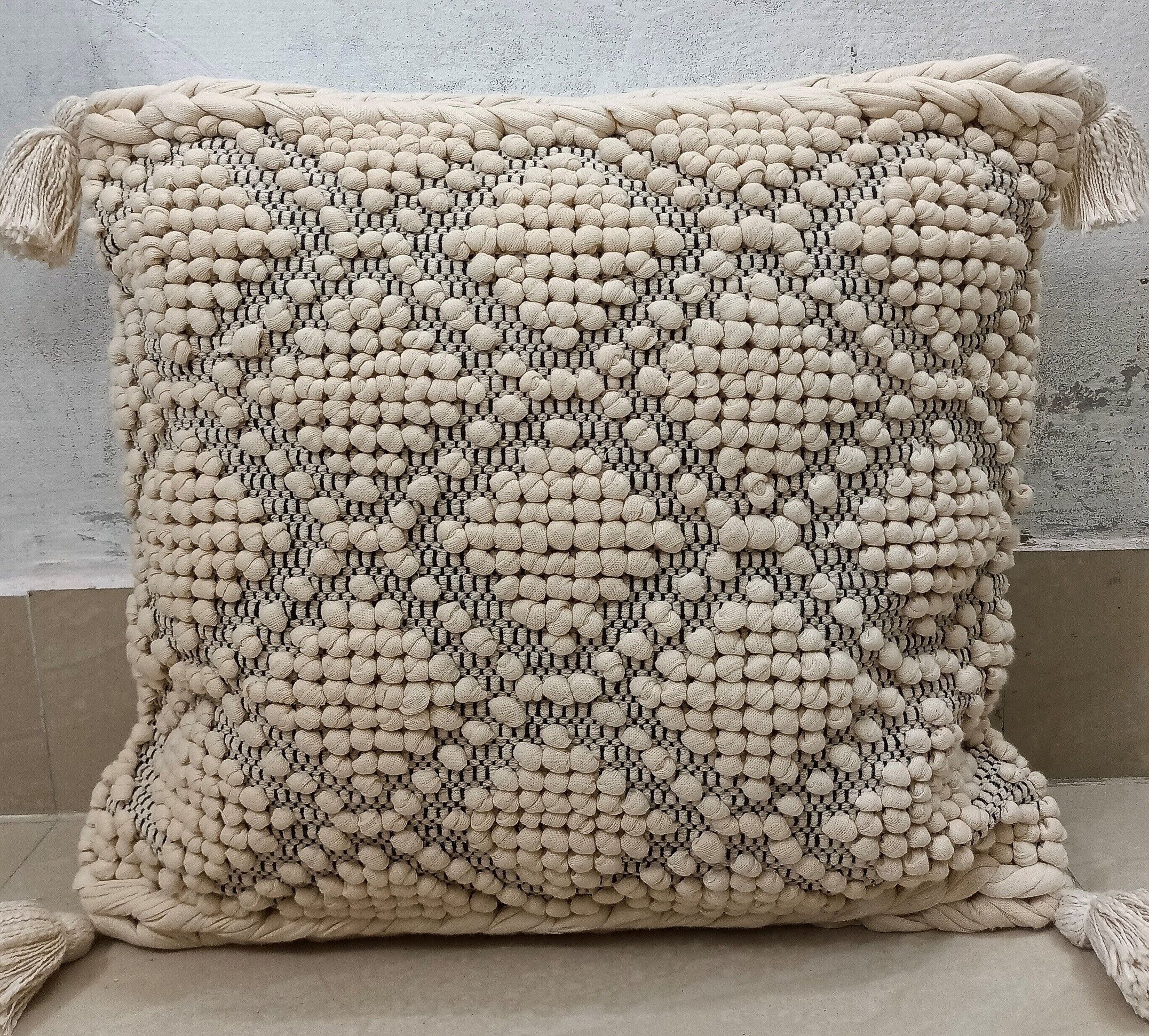 Housse de coussin bohème en coton tissé à la main