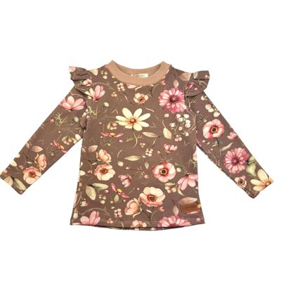 T-shirt con balze AZALIA marrone