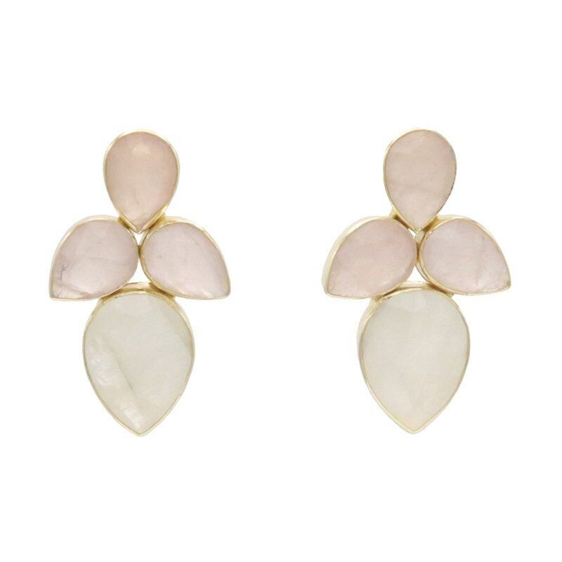 Orecchini in quarzo rosa giglio e pietra di luna