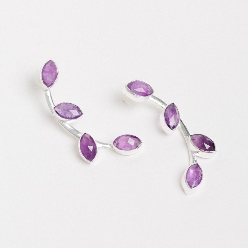 Aura Ed Ohrringe. Limitierter Silber-Lila-Amethyst