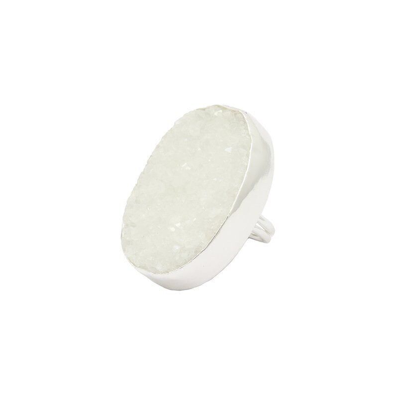Weißer Druzy-Silbergalaxienring
