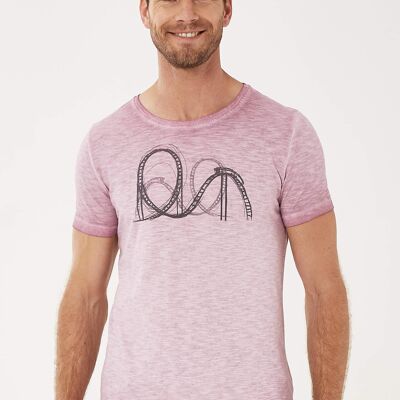 Camiseta teñida en prenda confeccionada en algodón orgánico con estampado