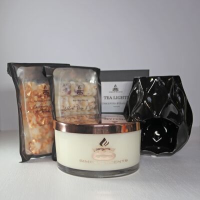 Coffret cadeau bougie, fondant de cire et brûleur de cire Nico de Simple Scents Experience Opulence