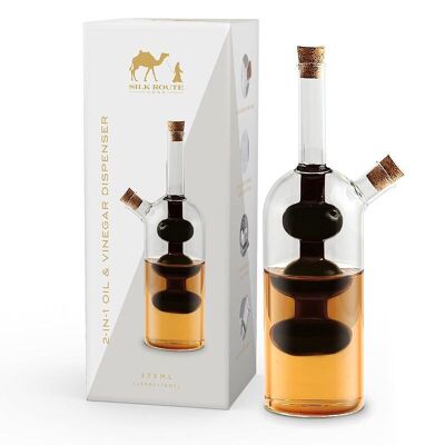Dispenser per olio e aceto 2 in 1 di Silk Route Spice Company - Flacone dispenser per olio e aceto 2 in 1