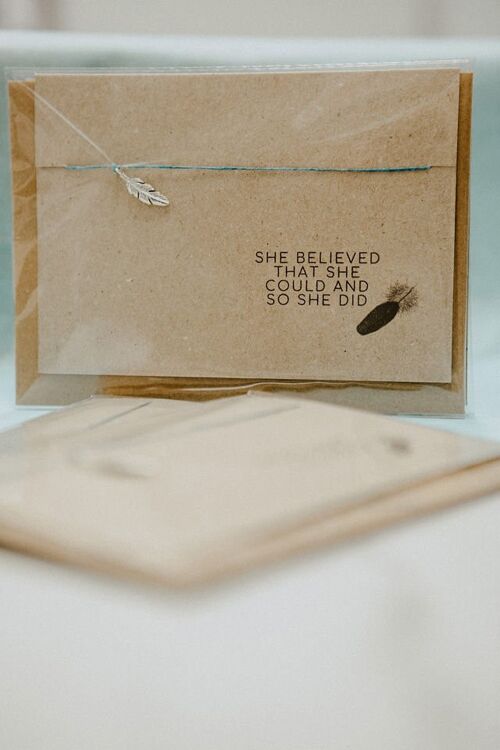 Wish Card and Feather Charm Bracelet - She Believed That She Could - Handmade Keepsake Gift