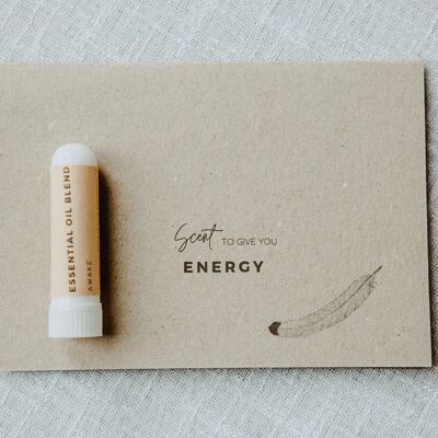 Awake Essential Oil Blend Aromatherapy Inhaler & Wish Card - Mood Lifting Natural Remedy