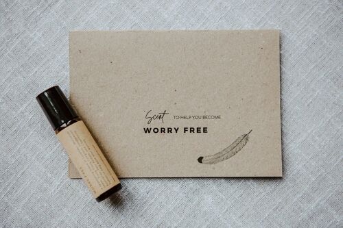 Worry Free Essential Oil Blend Aromatherapy Roller Ball & Wish Card - Anxiety Relief Natural Remedy