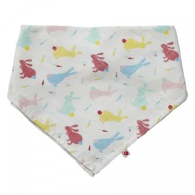 BAVOIR BANDANA EN MOUSSELINE HOPPING BUNNY ET TISSU BURP