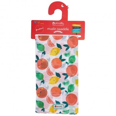 Muslin swaddle - citrus - one size