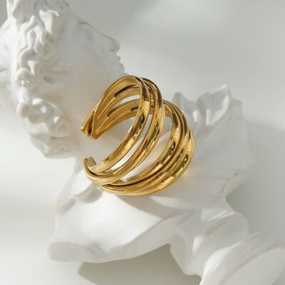Anillo multi líneas doradas