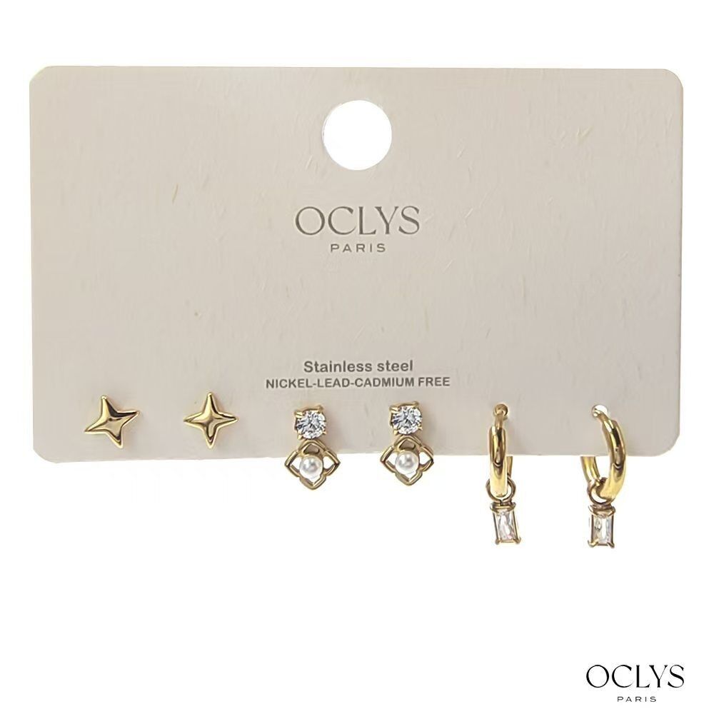 Set mit 3 Paar Nua-Ohrringen aus Edelstahl