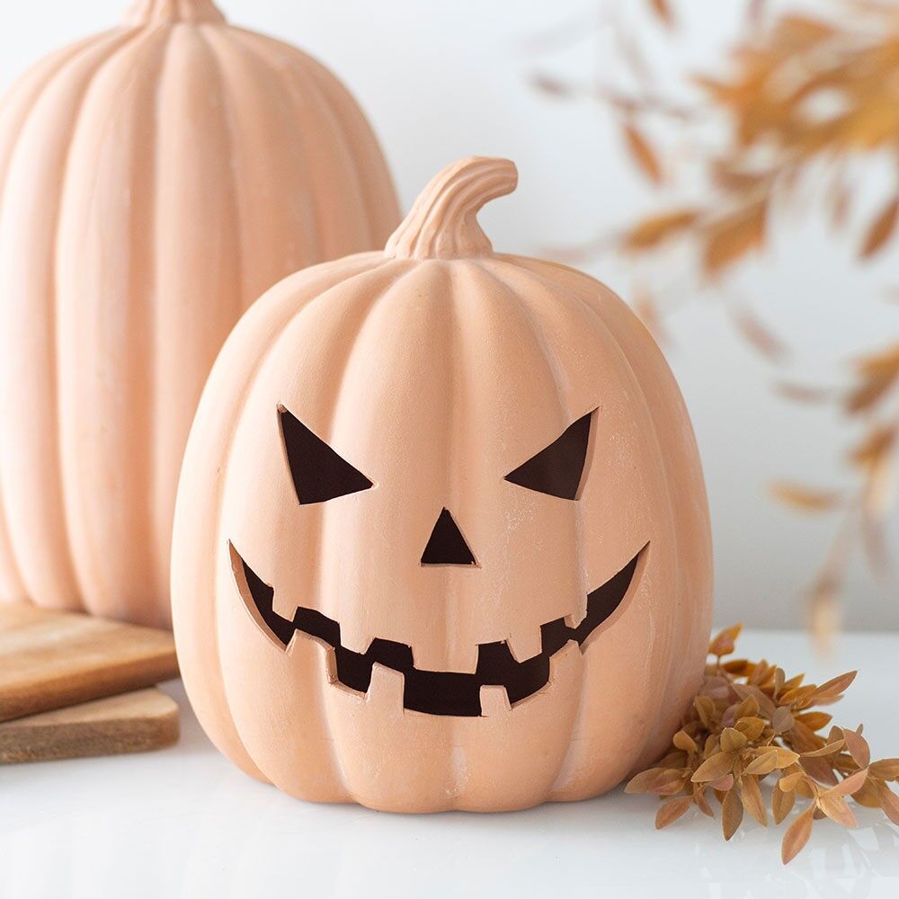 Decorazione di Halloween a forma di zucca in terracotta da 22 cm
