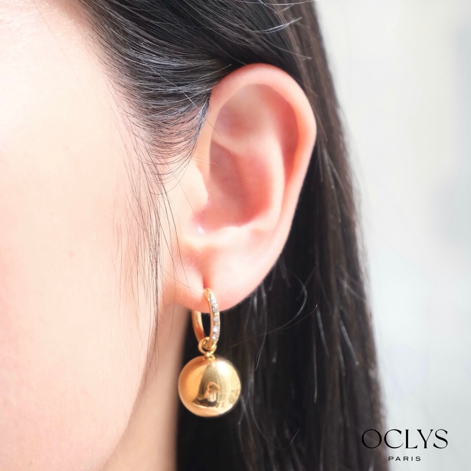 Gaia rhinestone ball stainless steel earrings