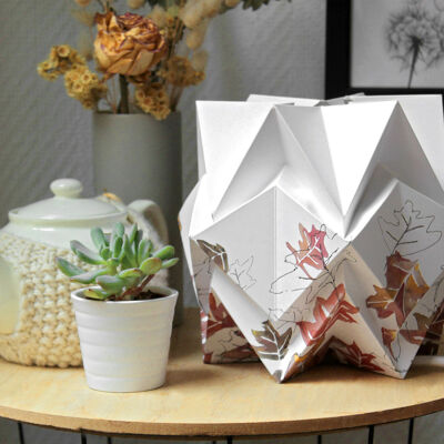 Origami Table Lamp Autumn Pattern - M