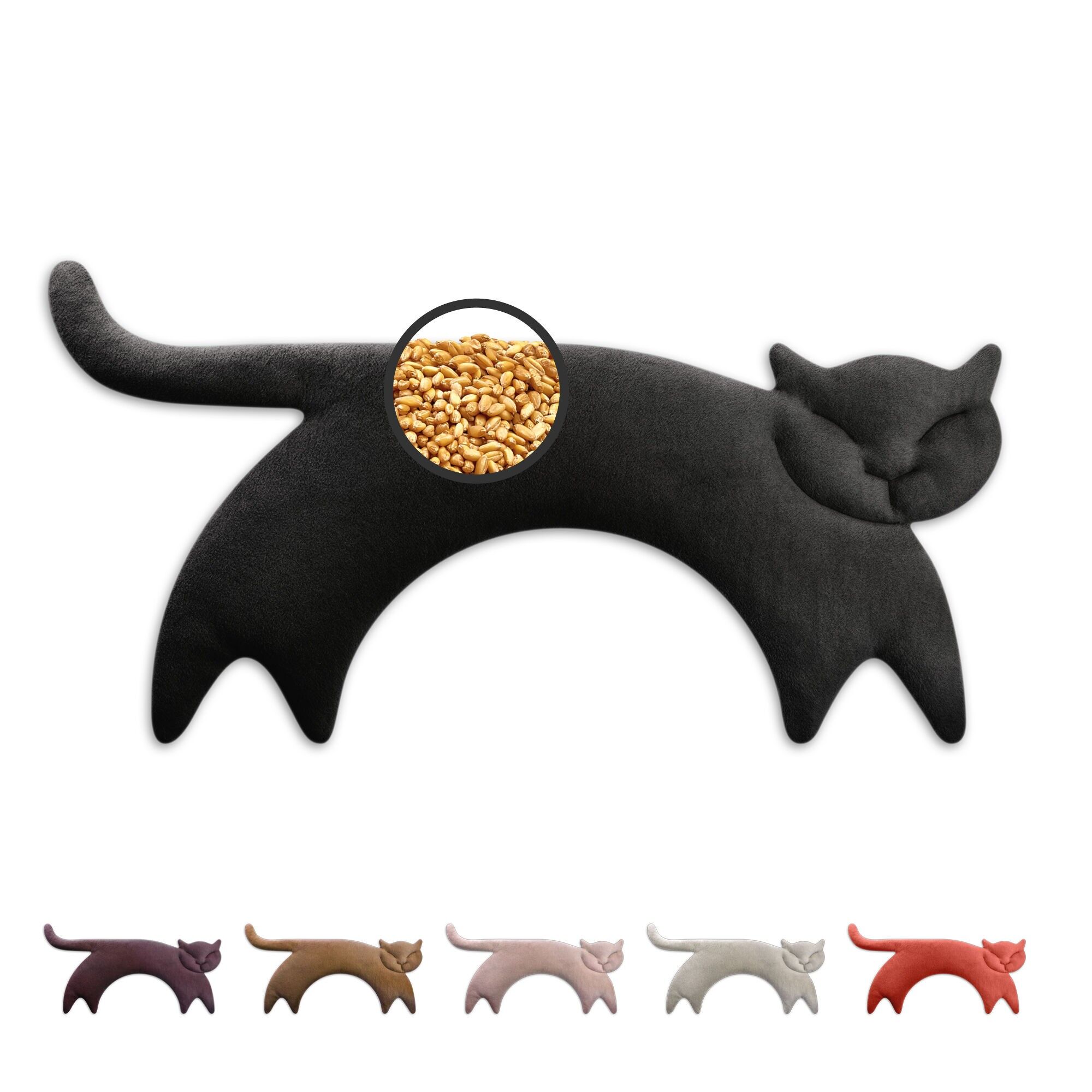 Heat pad 100% organic cotton and 100% organic wheat, grain pillow for shoulder & neck, cat Clara