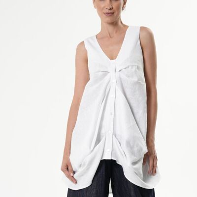 Haut en lin blanc avec boutons