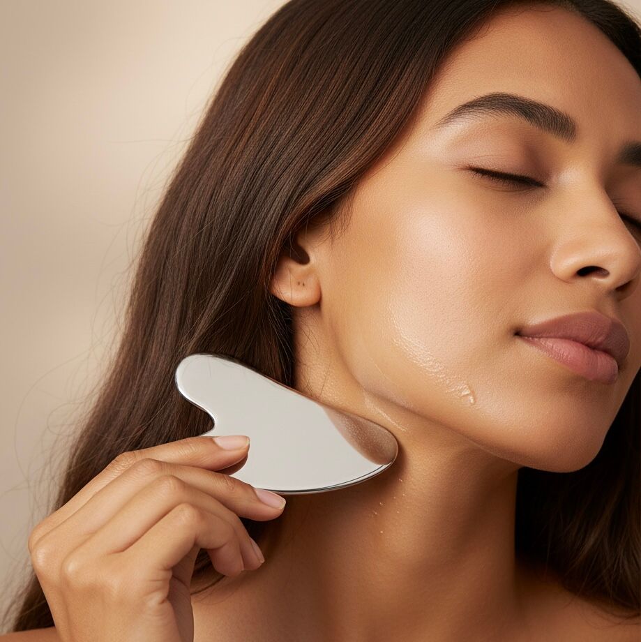 YOSMO Luxury Stainless Steel Face Tool - Cooling Gua Sha for Lymphatic Drainage - Premium Quality