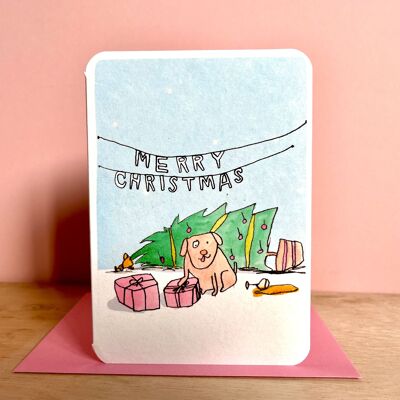 Tarjeta de Navidad con un perro malo